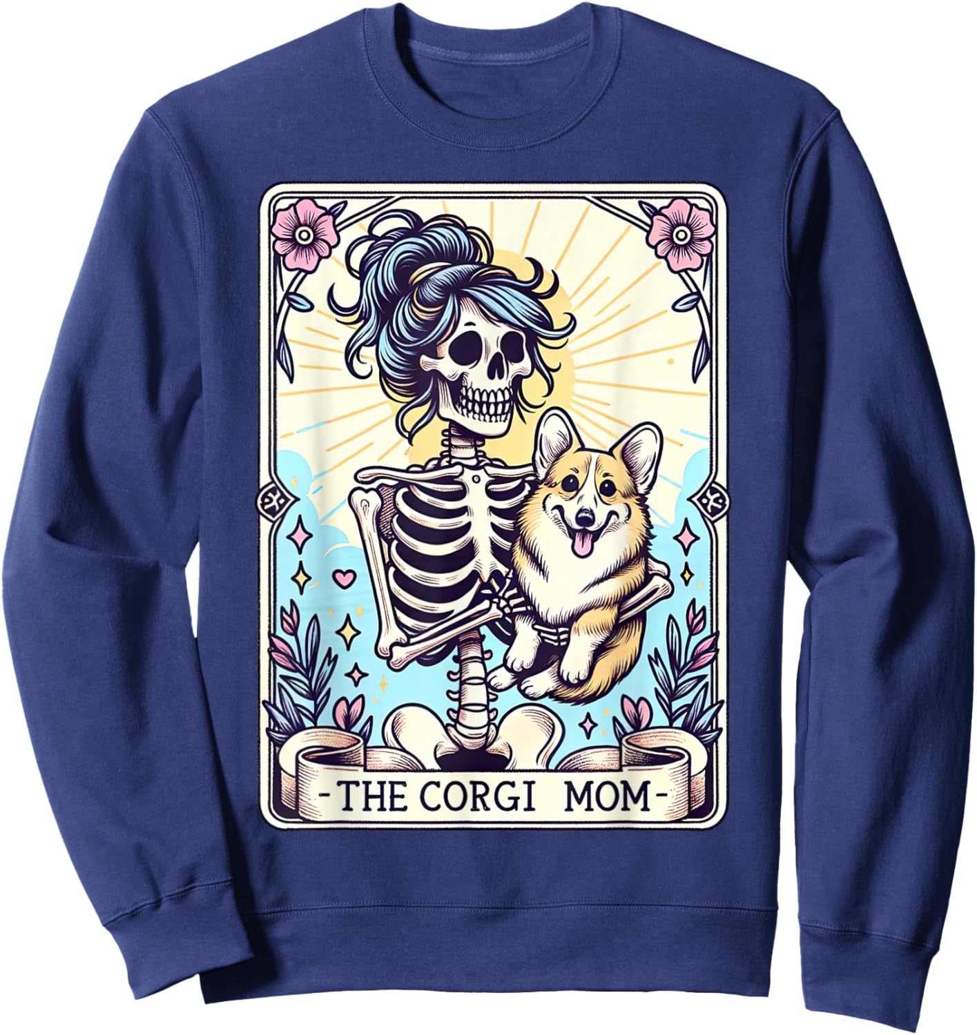 The Corgi Mom Skeleton Corgi Mama Puppy Dog Lover Women Sweatshirt - Sweatshirt | Navy