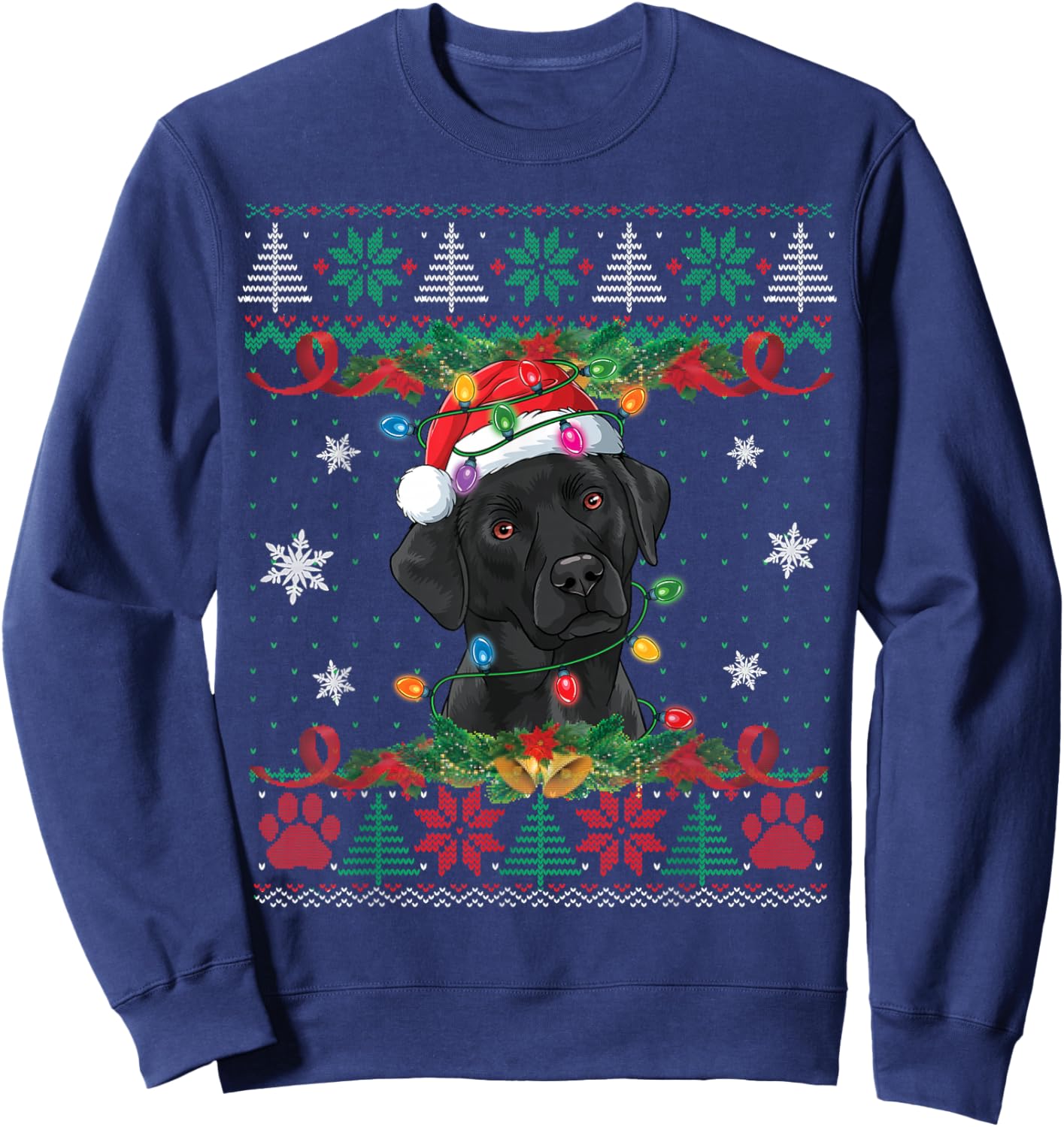 Black Lab Christmas Ugly Sweater Funny Dog Lover Xmas Sweatshirt - Sweatshirt | Navy