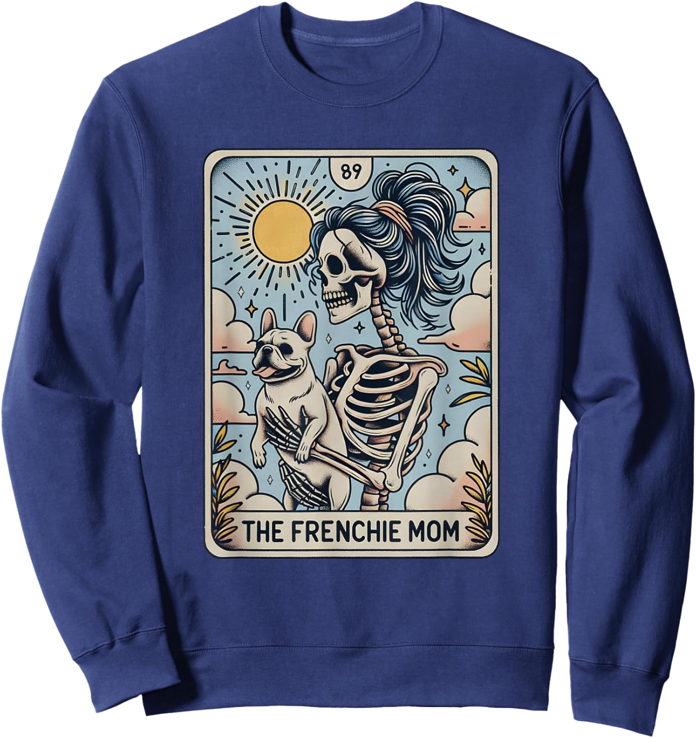 French Bulldog Halloween, French Bulldog Skeleton Halloween Men Women Sweatshirt - Sweatshirt | Navy