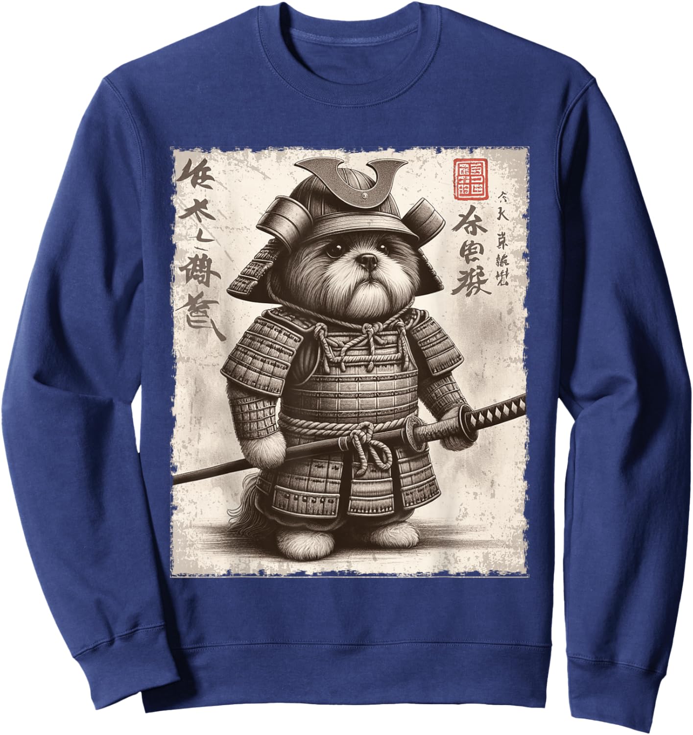 Funny Shih Tzu Dog Samurai Sweatshirt - Sweatshirt | Navy
