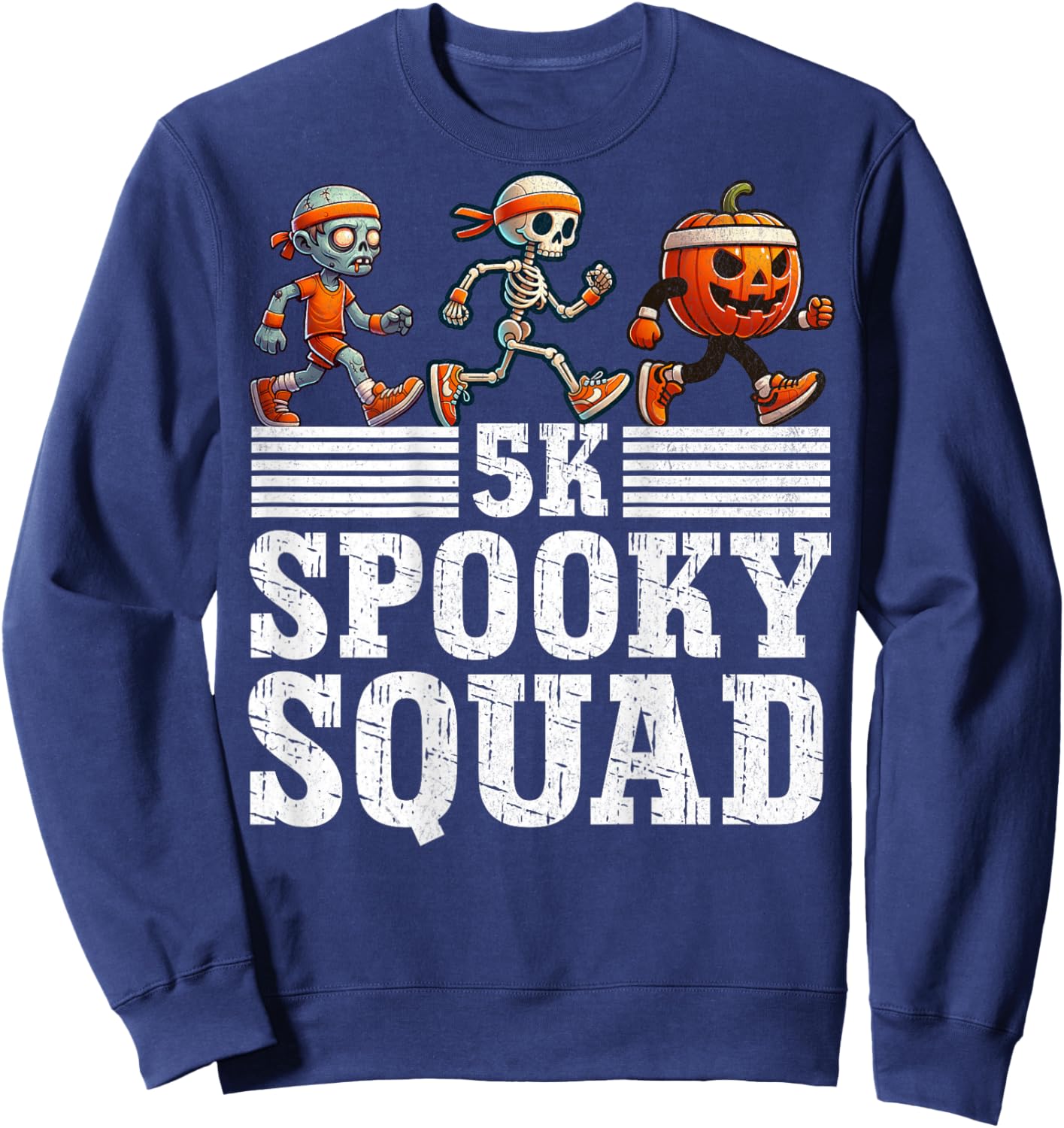 (BACK PRINT) Halloween Fun Run Matching Halloween 5K Runners Sweatshirt - Sweatshirt | Navy