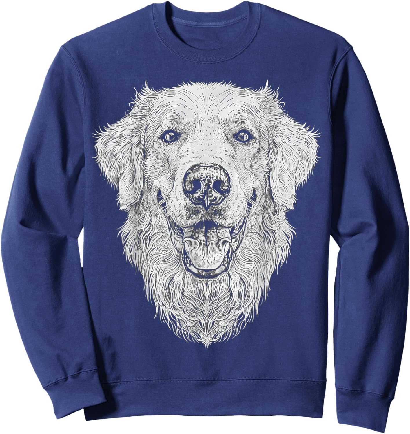 Golden Retriever Dog Motif Pet Illustration Golden Retriever Sweatshirt - Sweatshirt | Navy