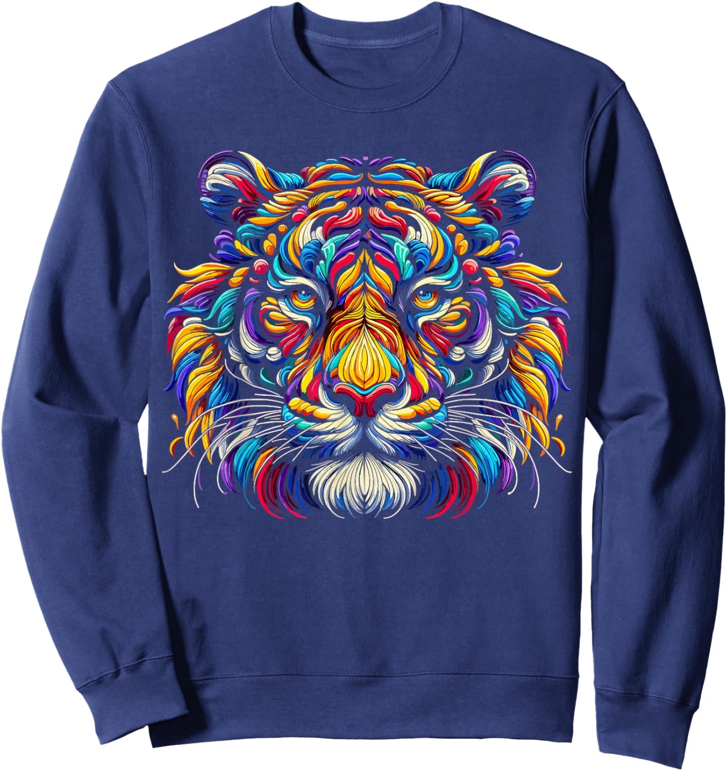 Tiger Face Wild Animal Colorful Tiger Sweatshirt - Sweatshirt | Navy