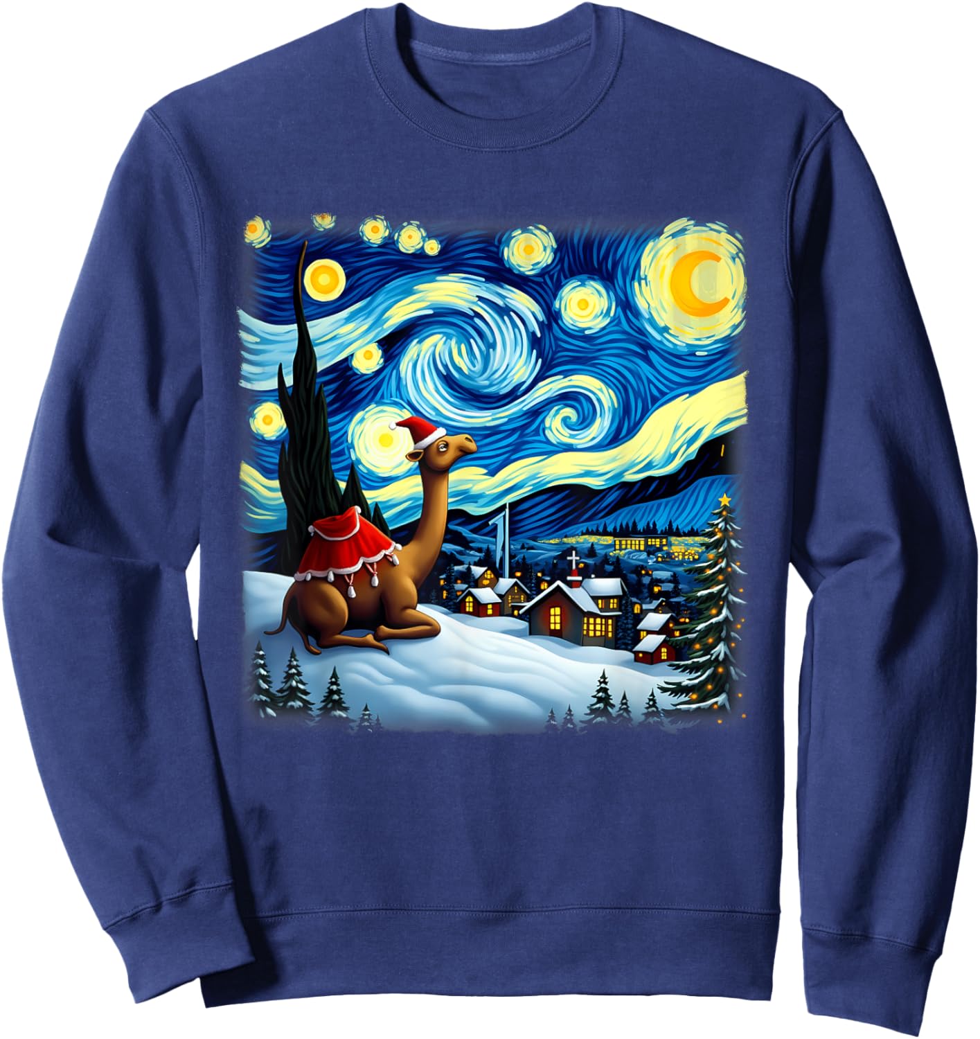 Christmas Camel Starry Night Sweatshirt - Sweatshirt | Navy