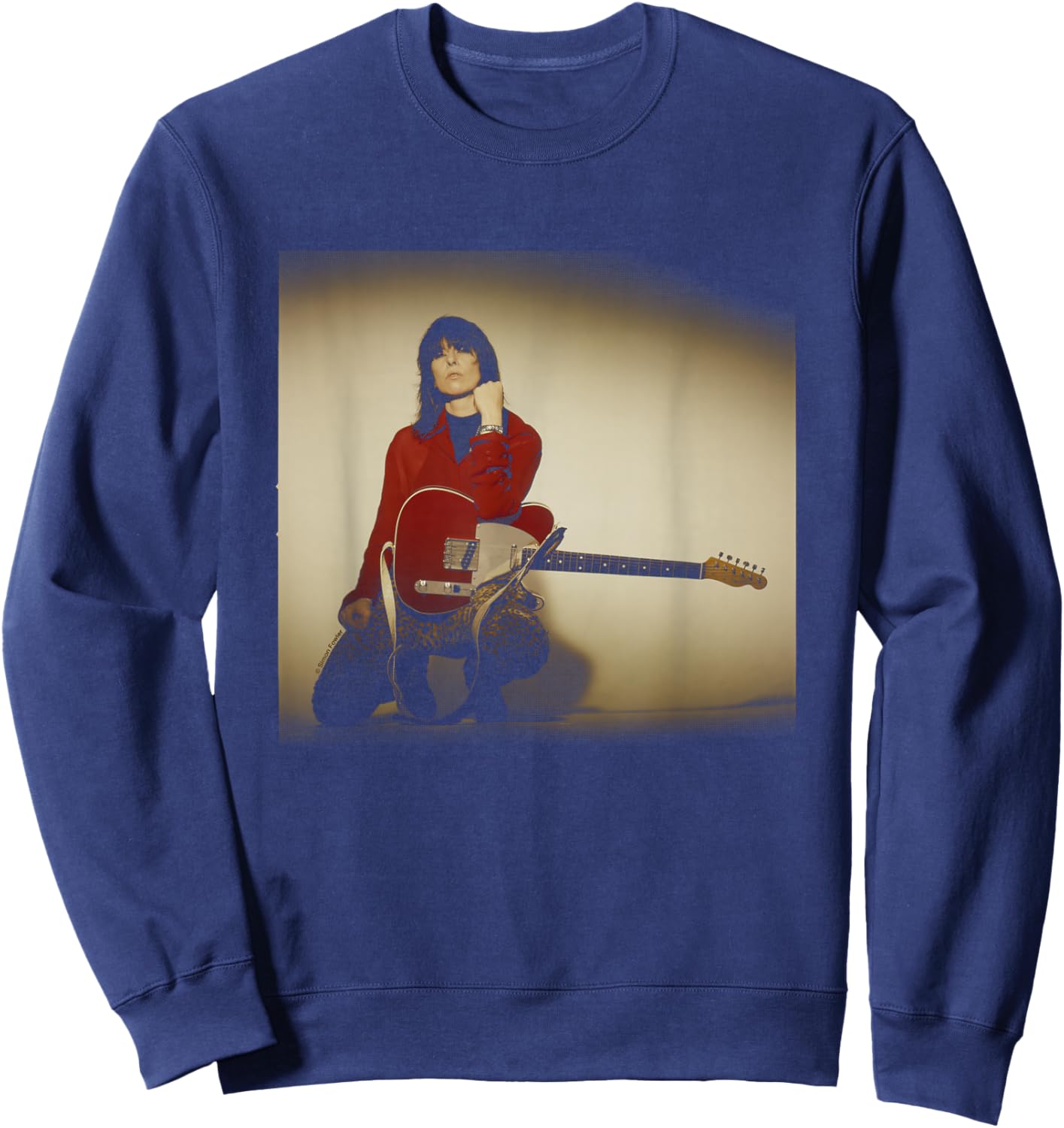 The Pretenders Chrissie Hynde Guitar Shoot By Simon Fowler Sweatshirt - Sweatshirt | Navy