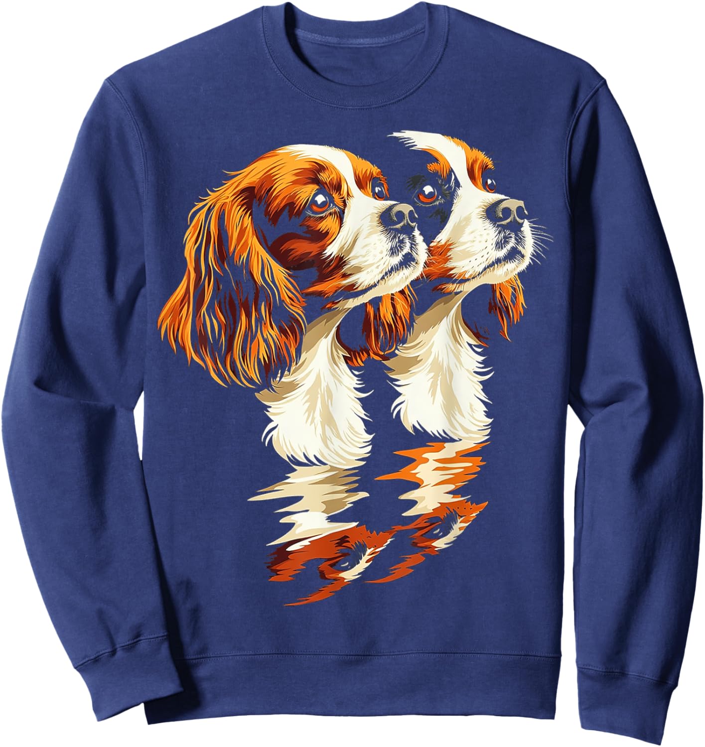 Cavalier King Charles Spaniel Dog Graphic Pet Artwork Men Women Kids Sweatshirt - Sweatshirt | Navy
