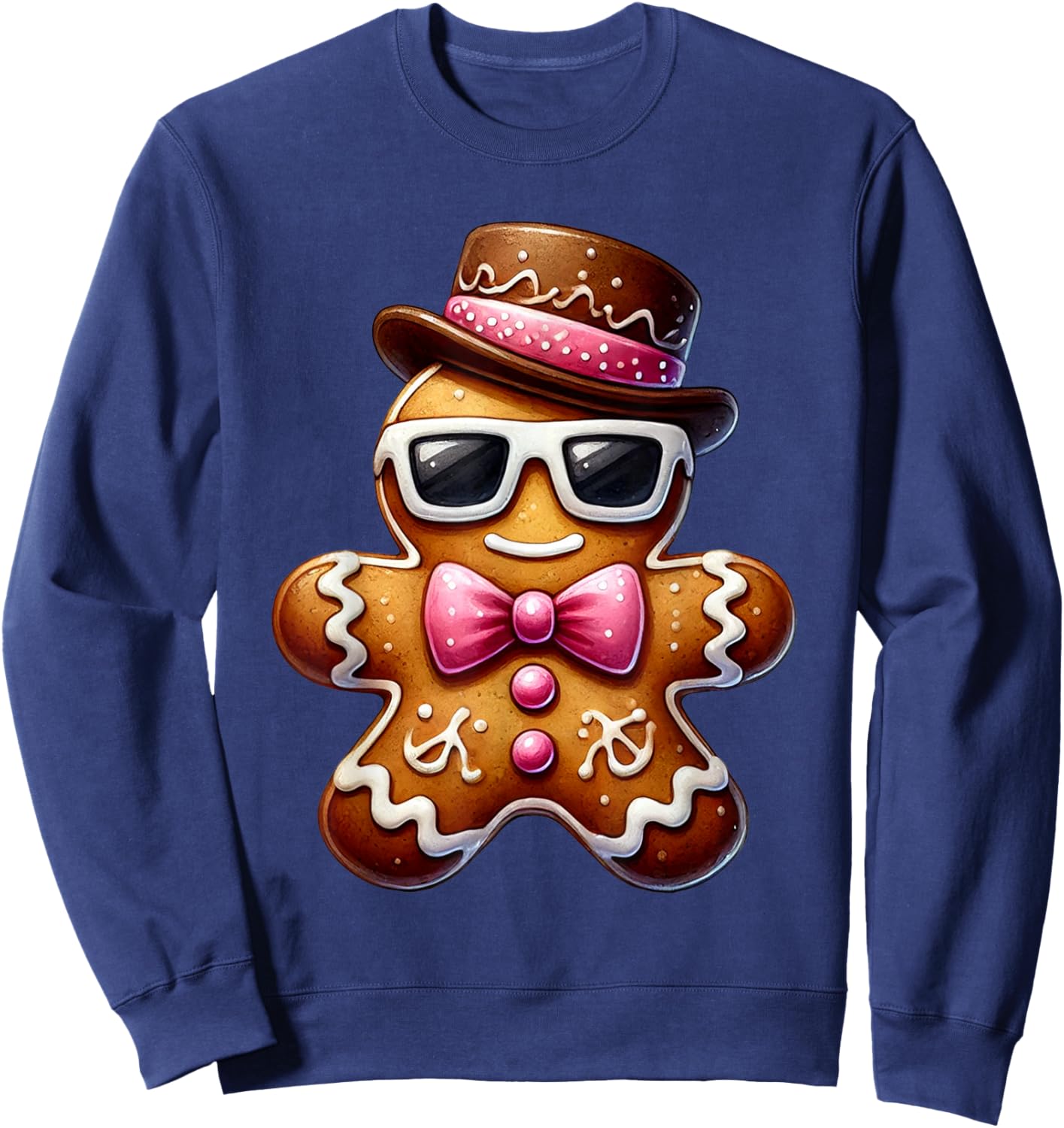 Gingerbread Man Cookie Christmas Pink Coquette Xmas Boy Kids Sweatshirt - Sweatshirt | Navy