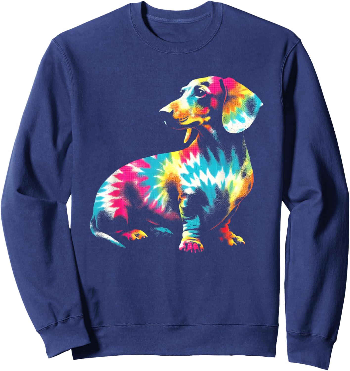 Dachshund Tie Dye - Vintage Dachshund Dog Breed Lover Sweatshirt - Sweatshirt | Navy
