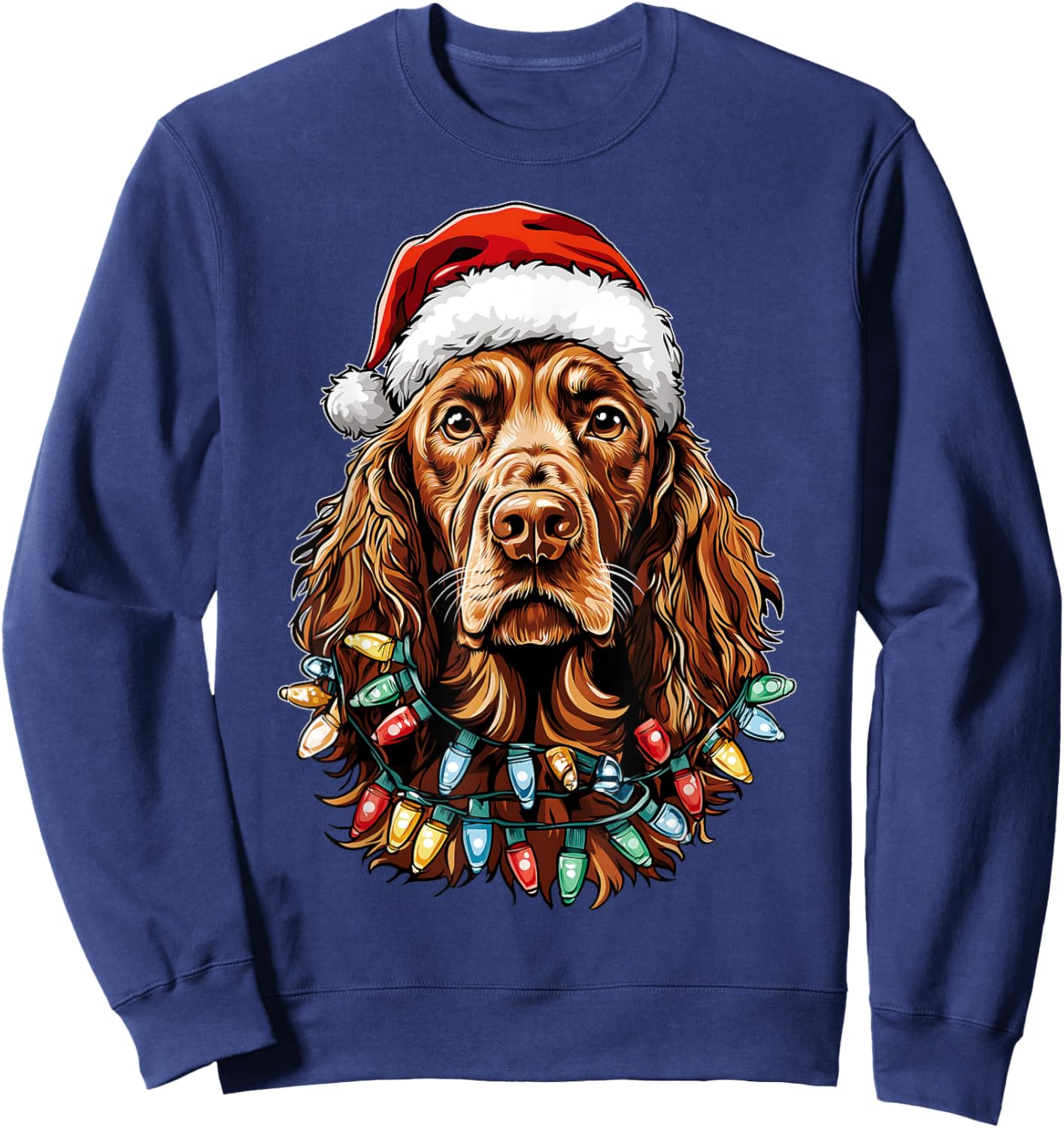 Irish Setter Dog Christmas Hat Xmas Sweatshirt - Sweatshirt | Navy