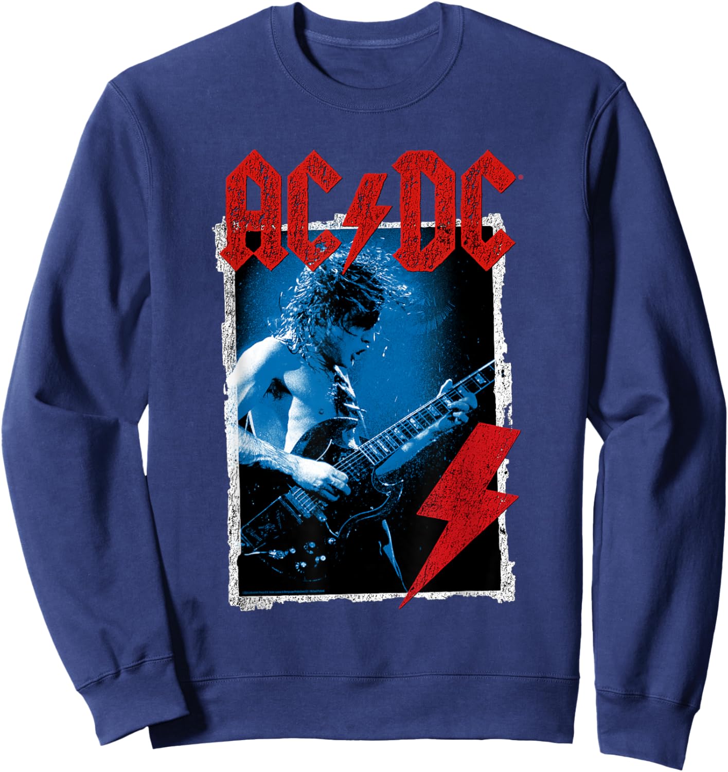 AC/DC Angus Young Blue Photo by Michael Putland Sweatshirt - Sweatshirt | Navy