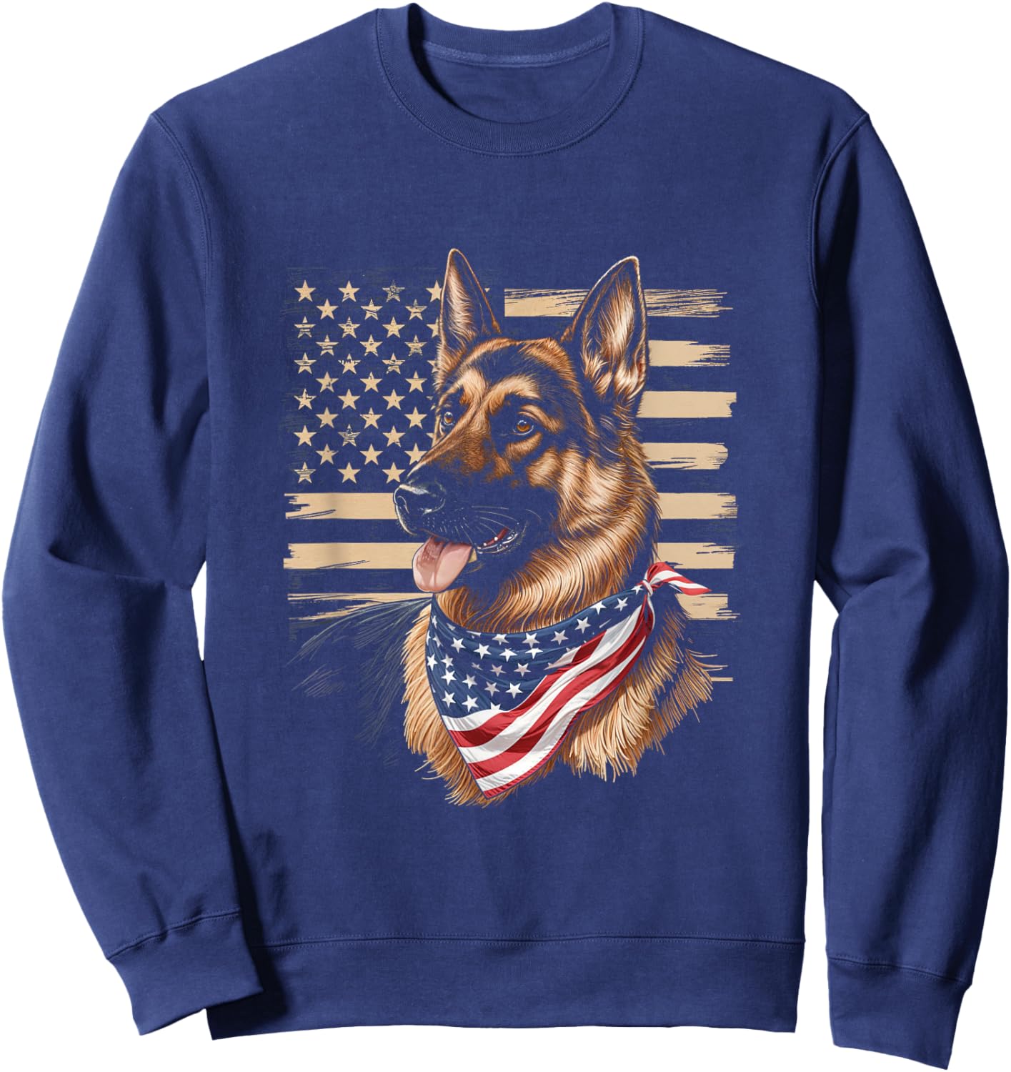 German Shepherd Dog American Flag Patriot Dog Lovers Sweatshirt - Sweatshirt | Navy