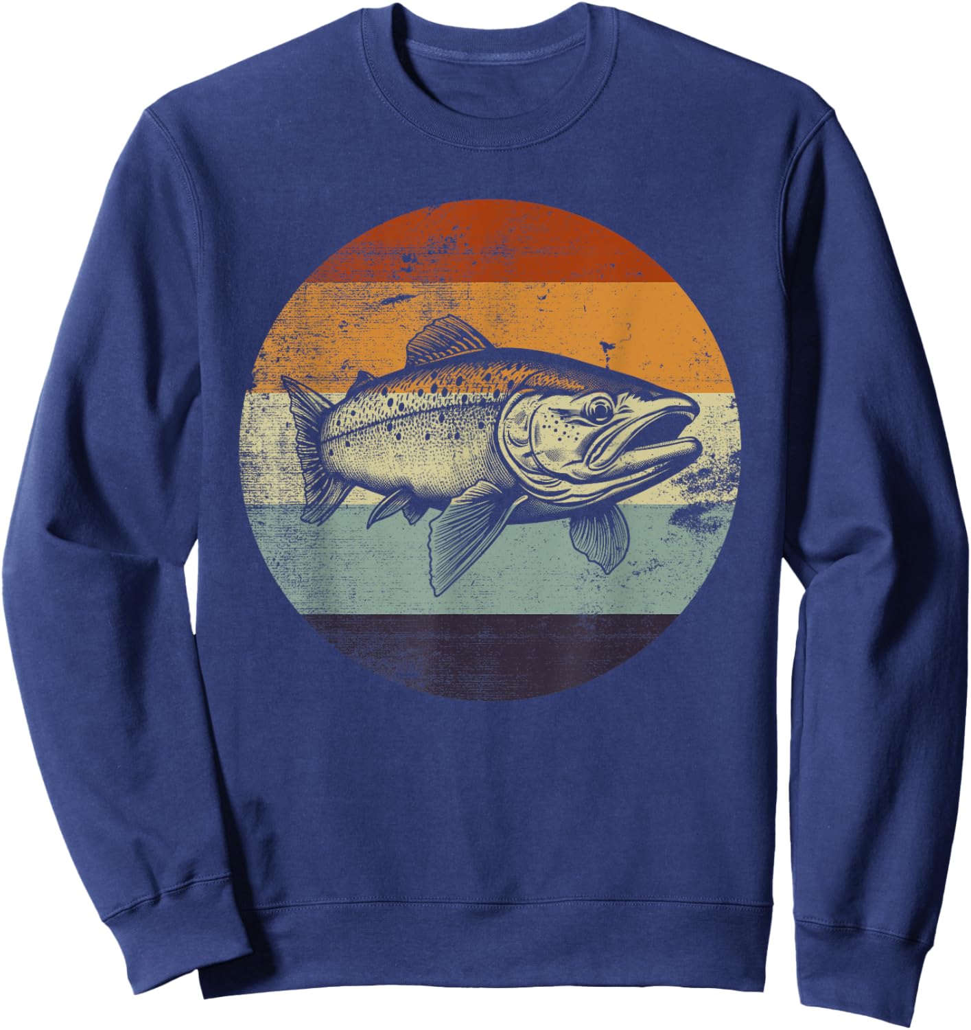 Steelhead Fish Retro Style Sweatshirt - Sweatshirt | Navy