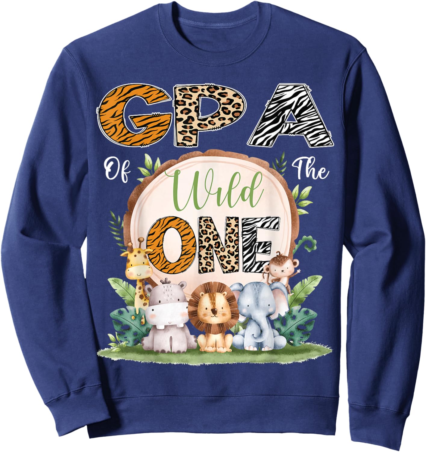 GPA Of The Wild One First Birthday Safari Woodland Sweatshirt - Sweatshirt | Navy
