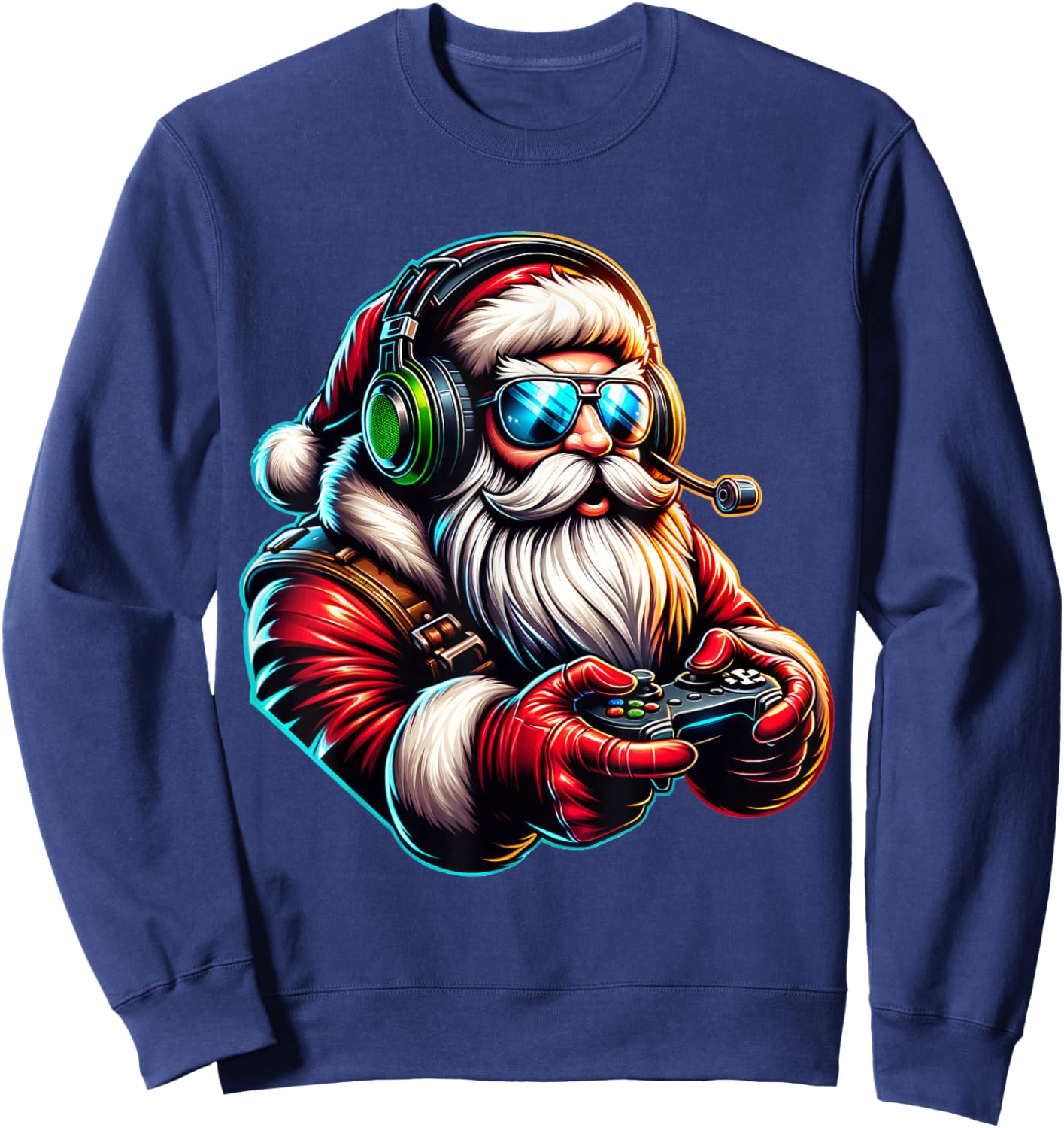 Christmas Gamer Boys Video Game Santa Xmas Sweatshirt - Sweatshirt | Navy