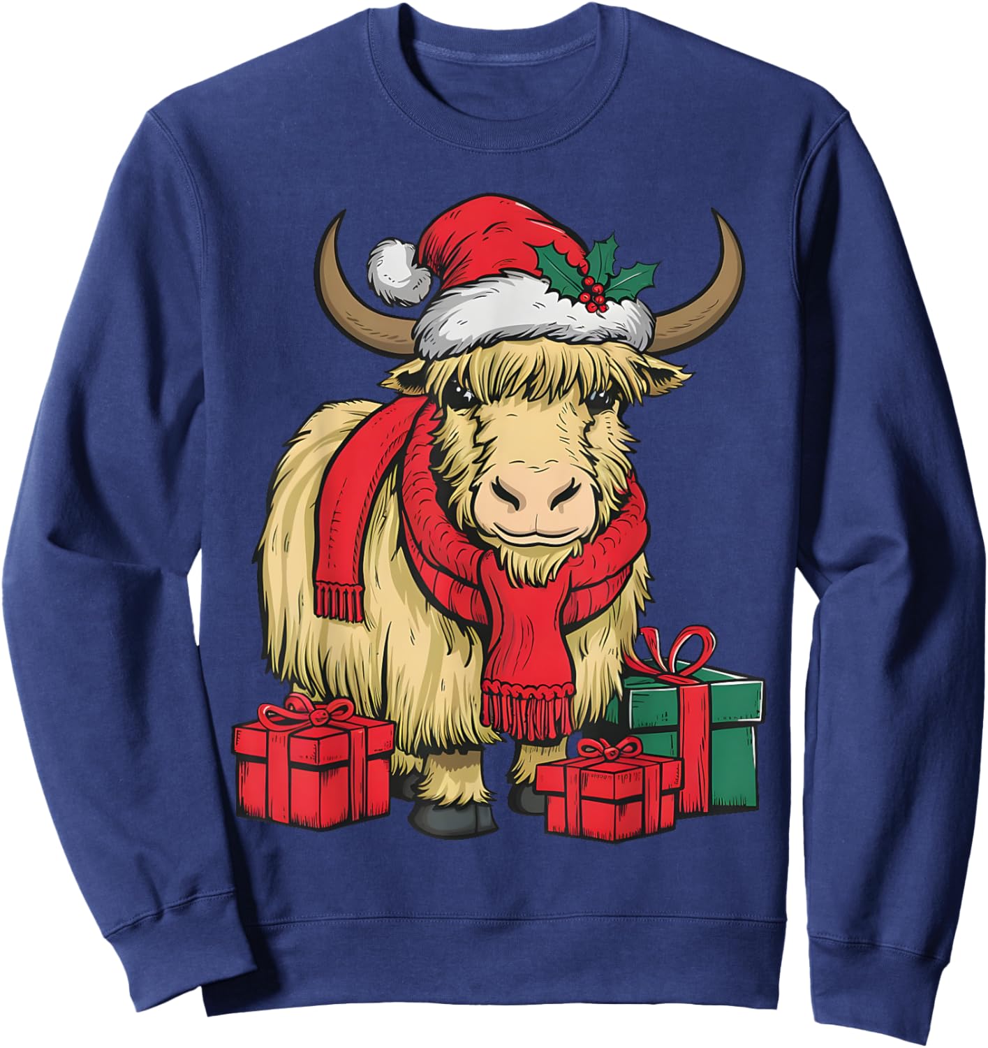 Funny Yak Lover Xmas Holiday Santa Yak Christmas Sweatshirt - Sweatshirt | Navy