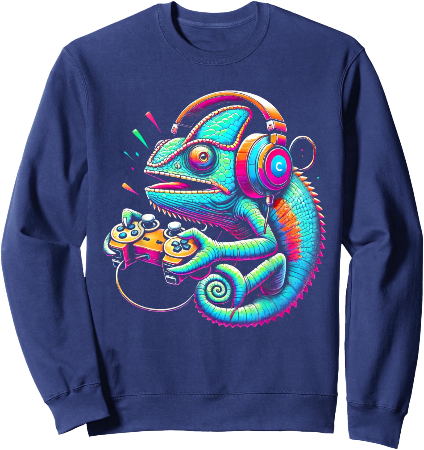 Chameleon Video Game Controller Funny Sweatshirt - Sweatshirt | Navy