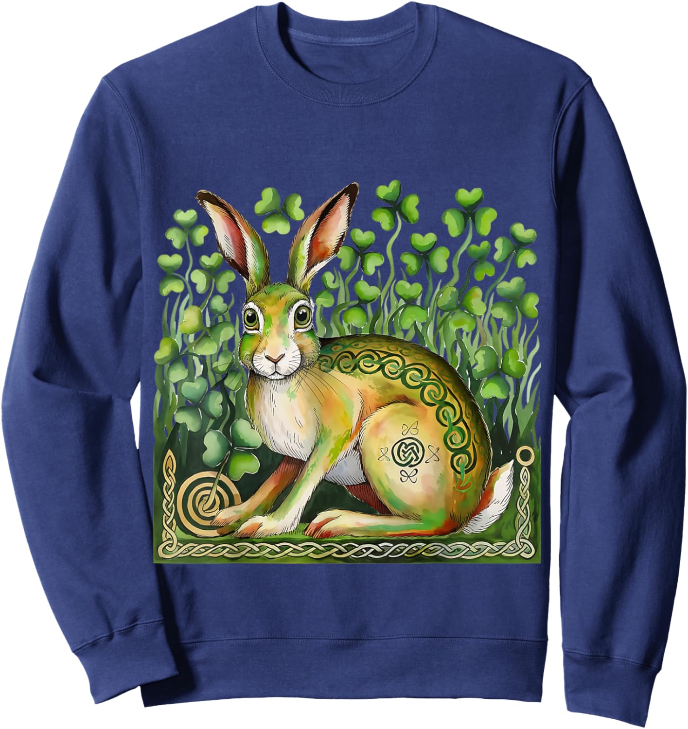 St Patrick's Day Irish Hare traditional Rabbit Celtic Knot Sweatshirt - Sweatshirt | Navy
