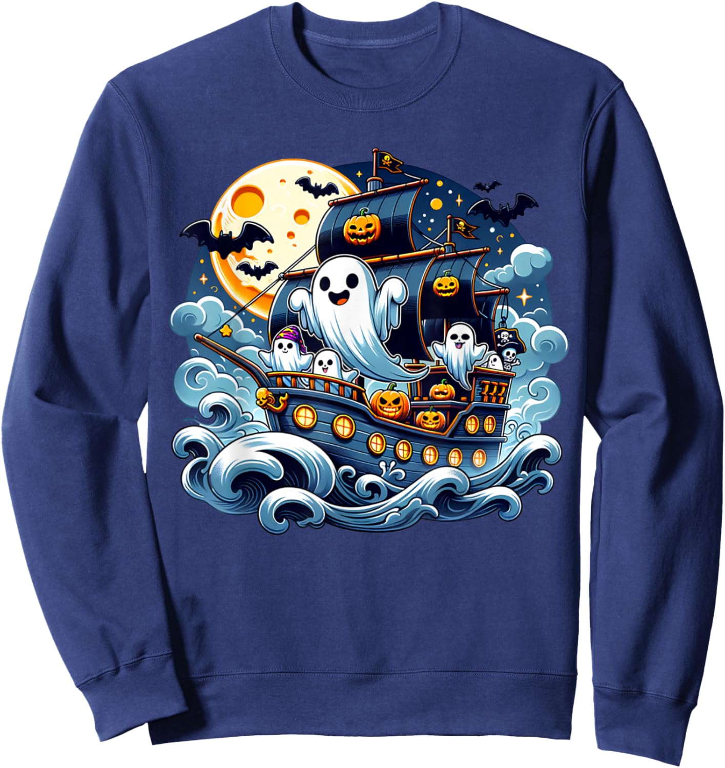 Halloween Spooky Ghost Pirate Ship Adventure Ghost Ship Sweatshirt - Sweatshirt | Navy