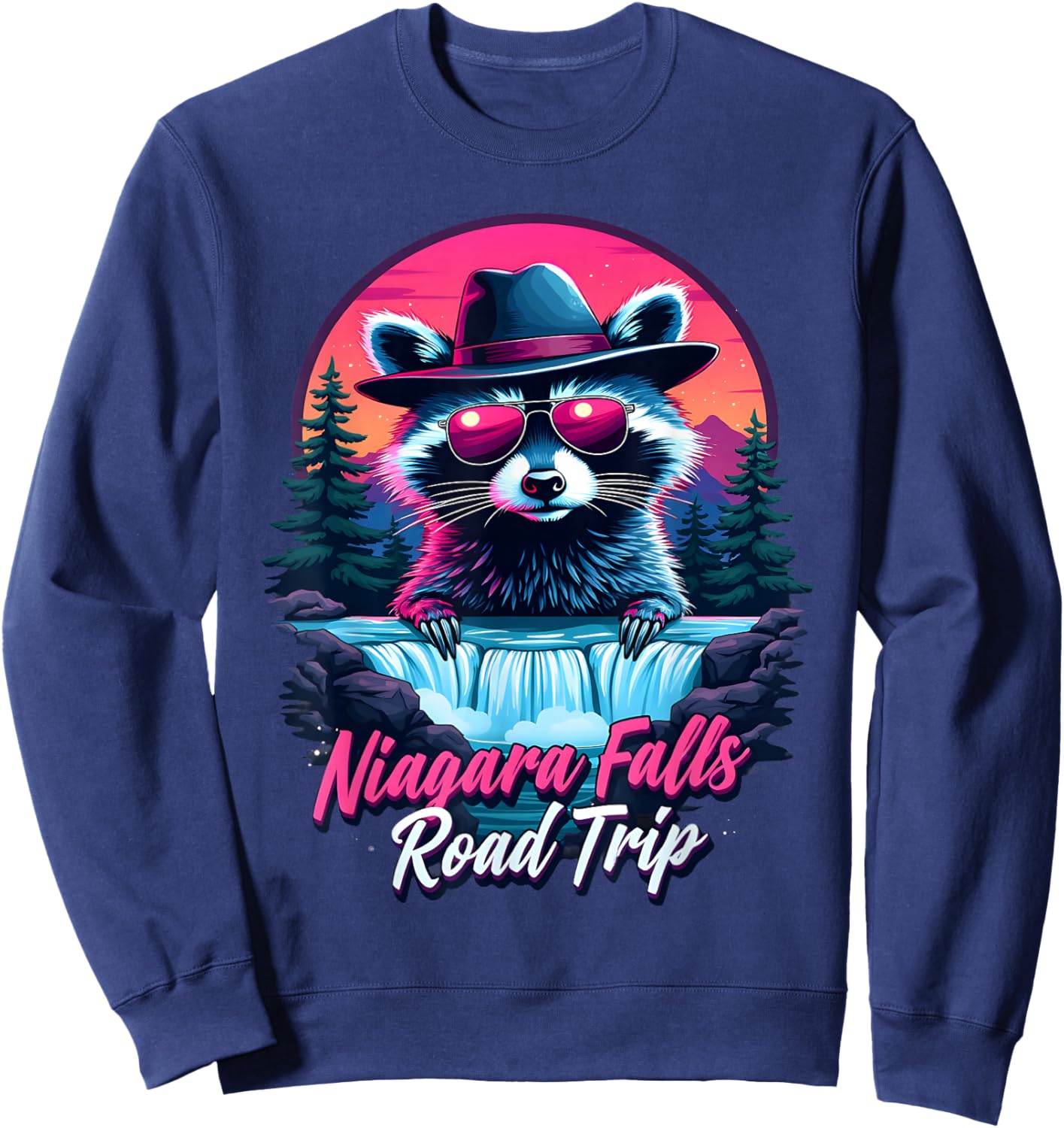 Road Trip Squad Niagara Falls Souvenirs Family Raccoon Sweatshirt - Sweatshirt | Navy