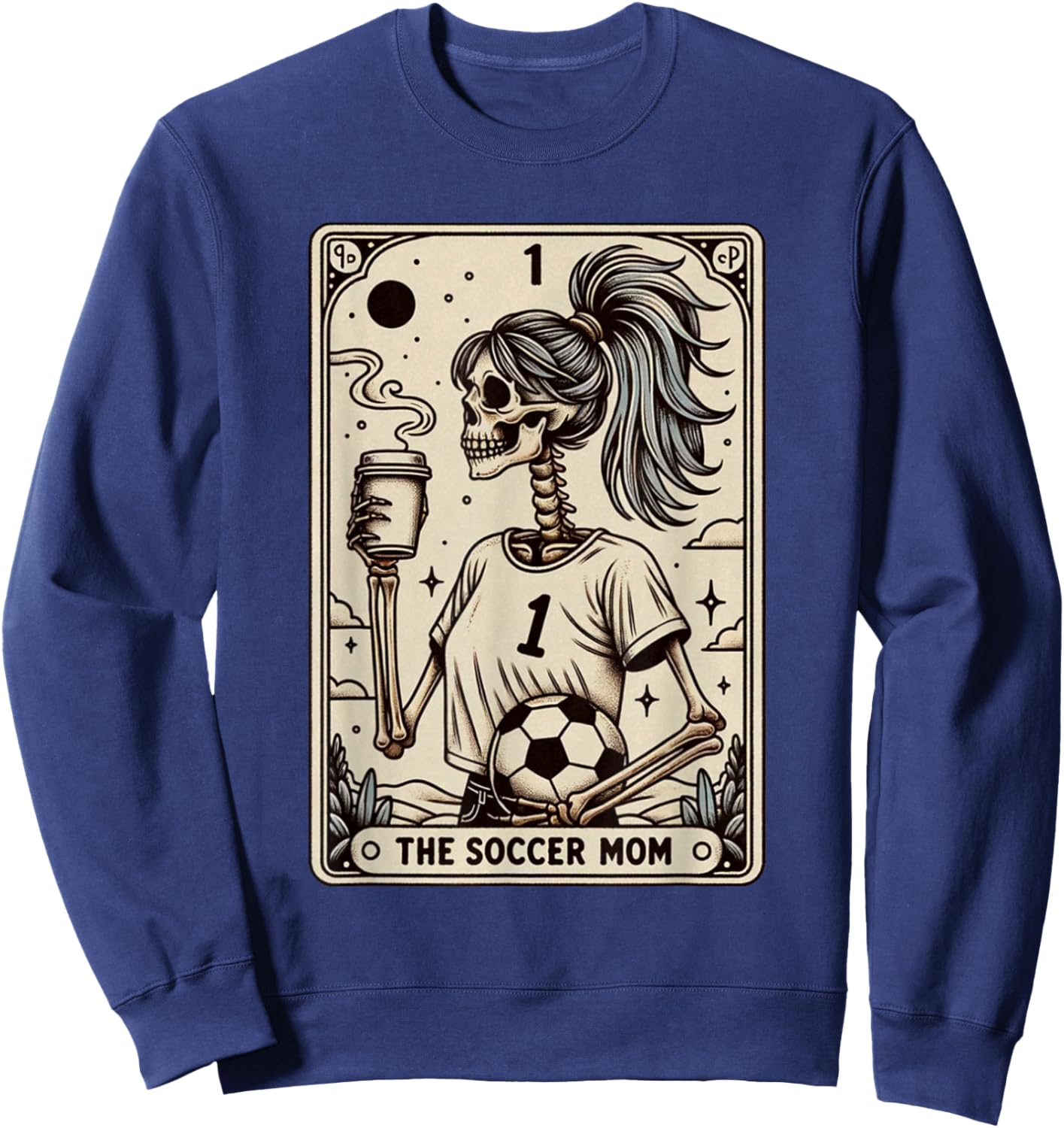 Soccer Mom Tarot Card, Vintage Halloween Soccer Mama Sweatshirt - Sweatshirt | Navy