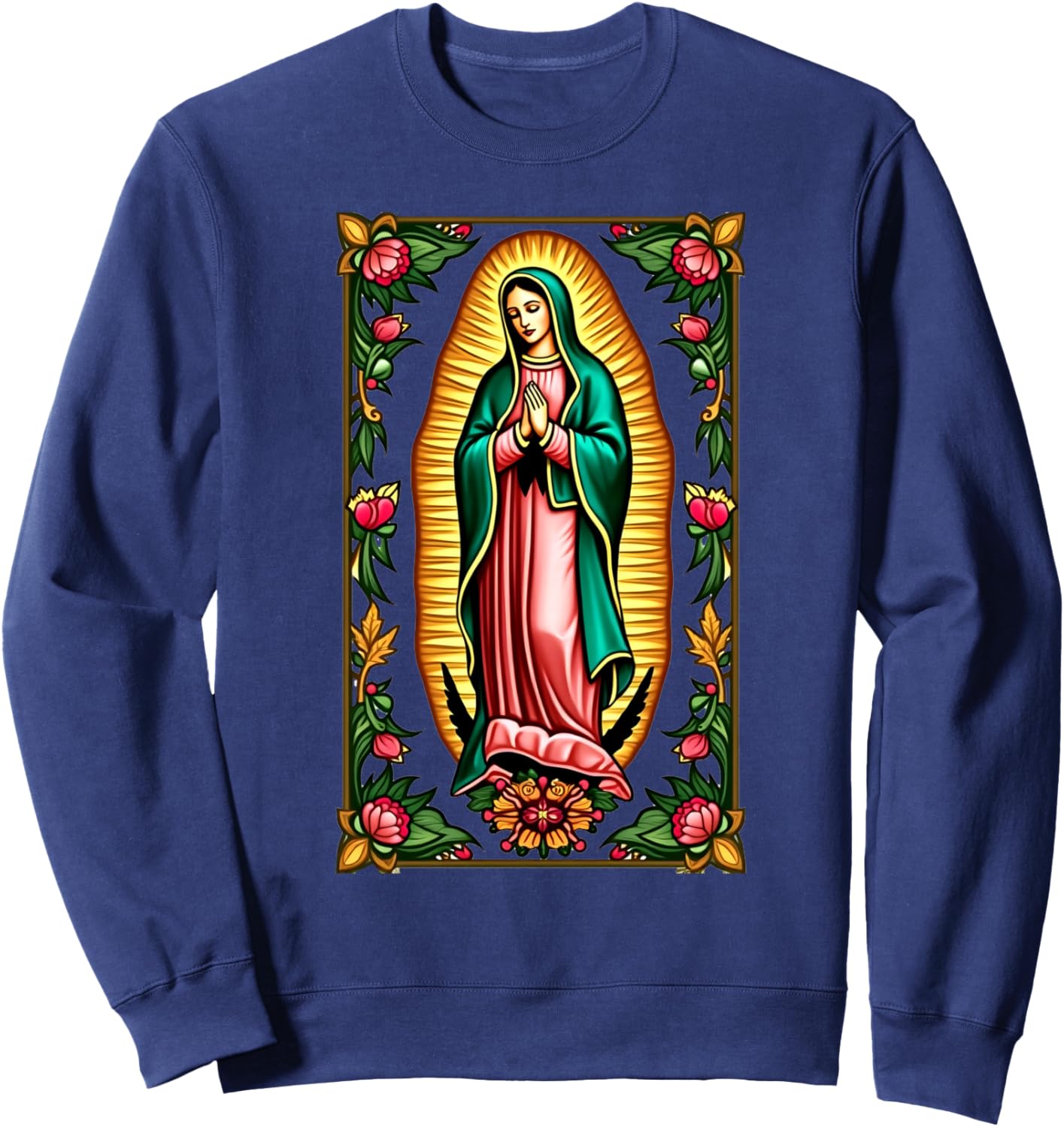 Our Lady Virgen De Guadalupe Virgin Mary Catholic Saint Art Sweatshirt - Sweatshirt | Navy