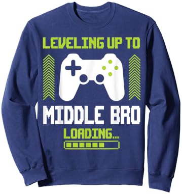 Leveled Up To Middle Brother Promoted To New Middle Brother Sweatshirt - Sweatshirt | Navy