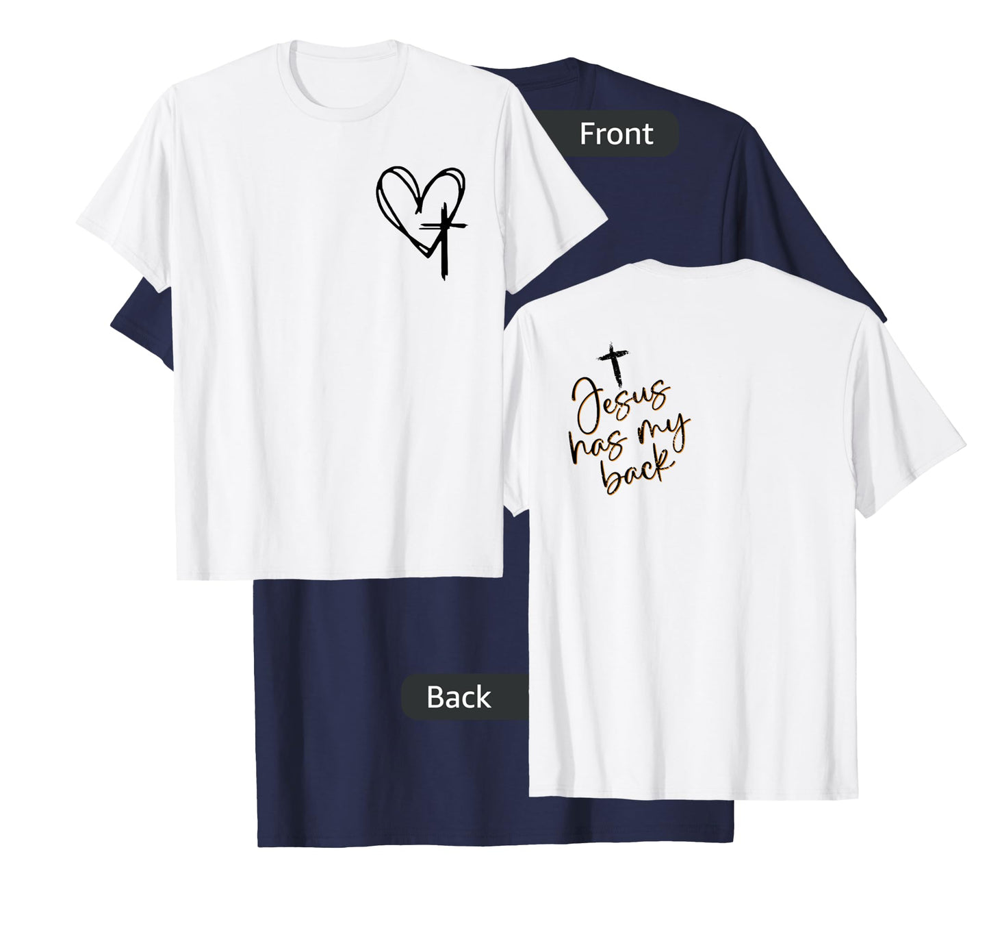 Vintage Christian Cross Heart - Jesus Has My Back T-Shirt