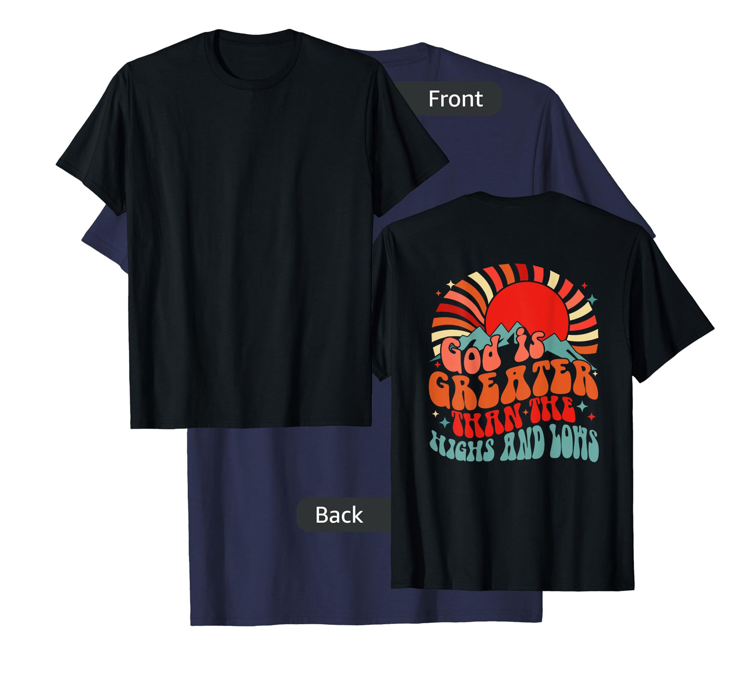 Vintage sunset mountain God is greater than the highs & low T-Shirt