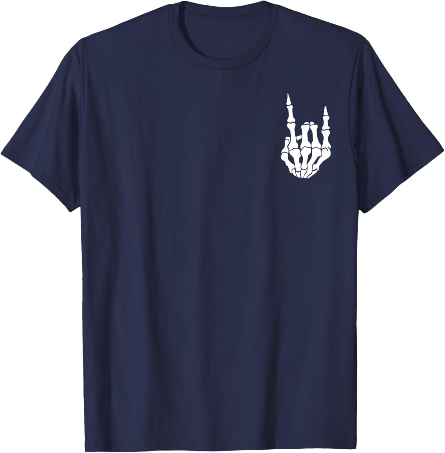 Punk Skeleton Hand Cool Halloween Rock Men Women Boys Kids T-Shirt - T-Shirt | Navy