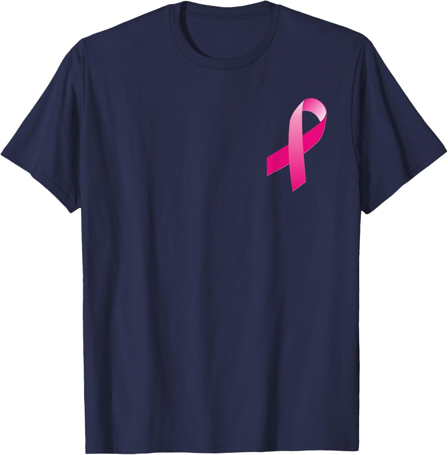 Breast Cancer Awareness Ribbon Small Print T-Shirt - T-Shirt | Navy