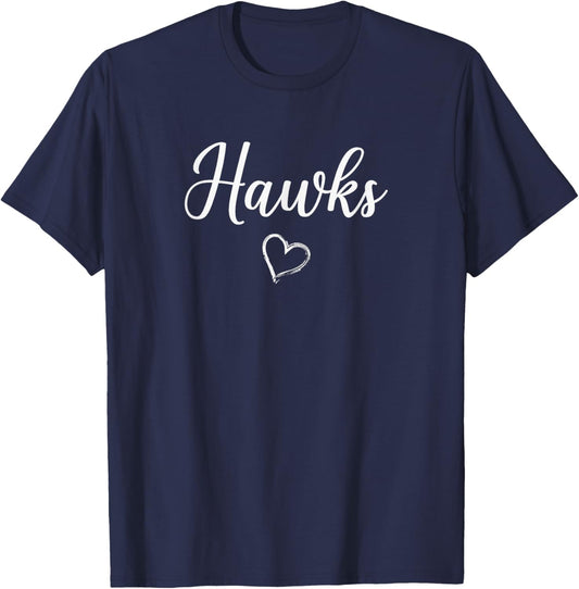 Hebron Hawks Above Small Heart T-Shirt - T-Shirt | Navy