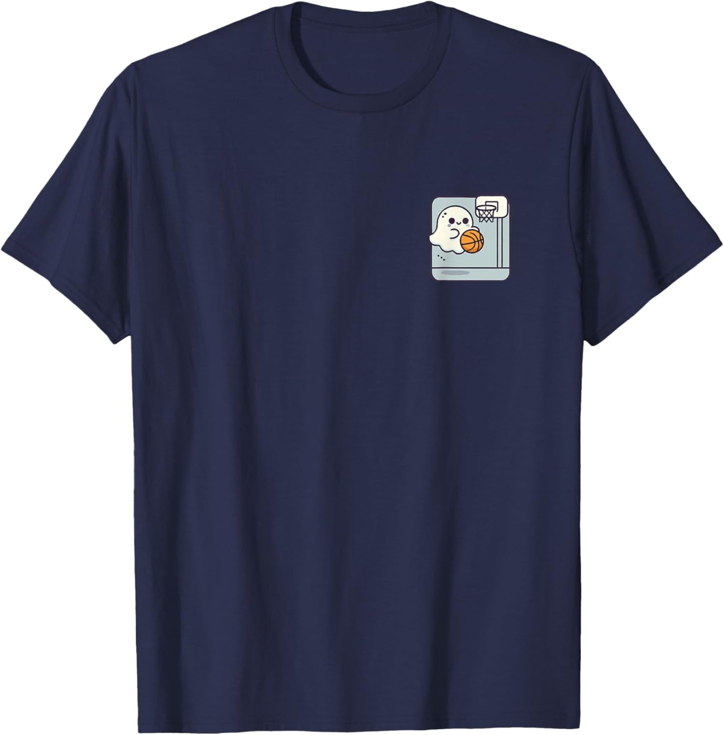 Ghost Playing Basketball Minimalist Funny Halloween Costume T-Shirt - T-Shirt | Navy