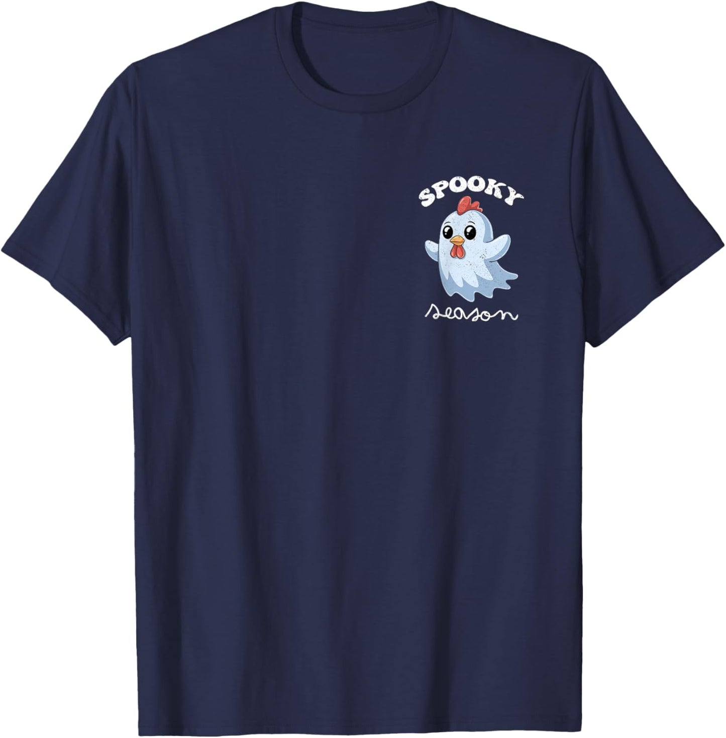 Halloween Chicken Ghost Spooky Season Costume Pocket T-Shirt - T-Shirt | Navy