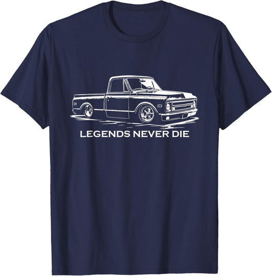 1967 C10 Classic Fleetside Legends Never Die C10 Truck T-Shirt - T-Shirt | Navy
