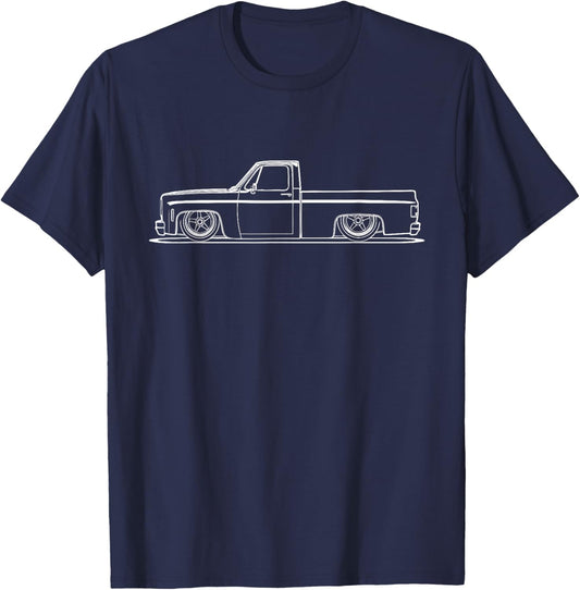 Tubbed and Bagged Third Generation C10 Squarebody Truck T-Shirt - T-Shirt | Navy