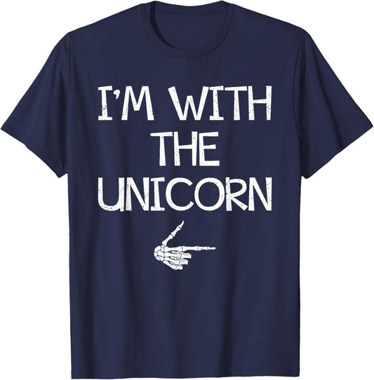 I'm With The Unicorn Easy Halloween Costume Couples Matching T-Shirt - T-Shirt | Navy