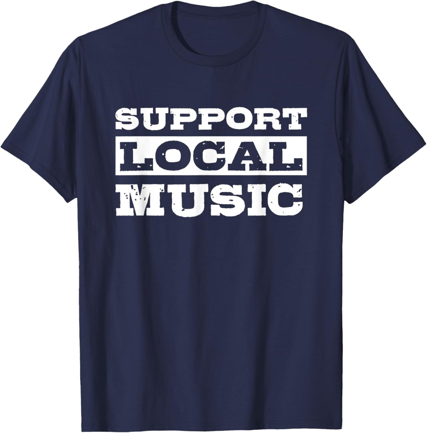 Support Local Music Vintage Retro T-Shirt - T-Shirt | Navy