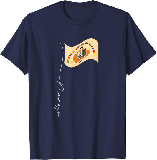 Navajo Signature Flag Pole - Elegant Patriotic Navajo Flag T-Shirt - T-Shirt | Navy