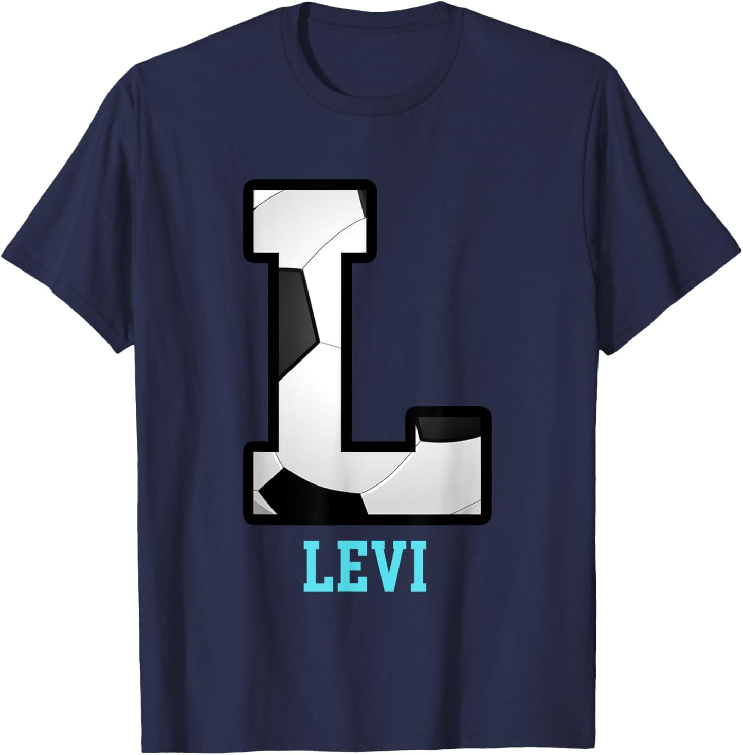 Field Goal Letter Levi Alphabet Soccer T-Shirt - T-Shirt | Navy