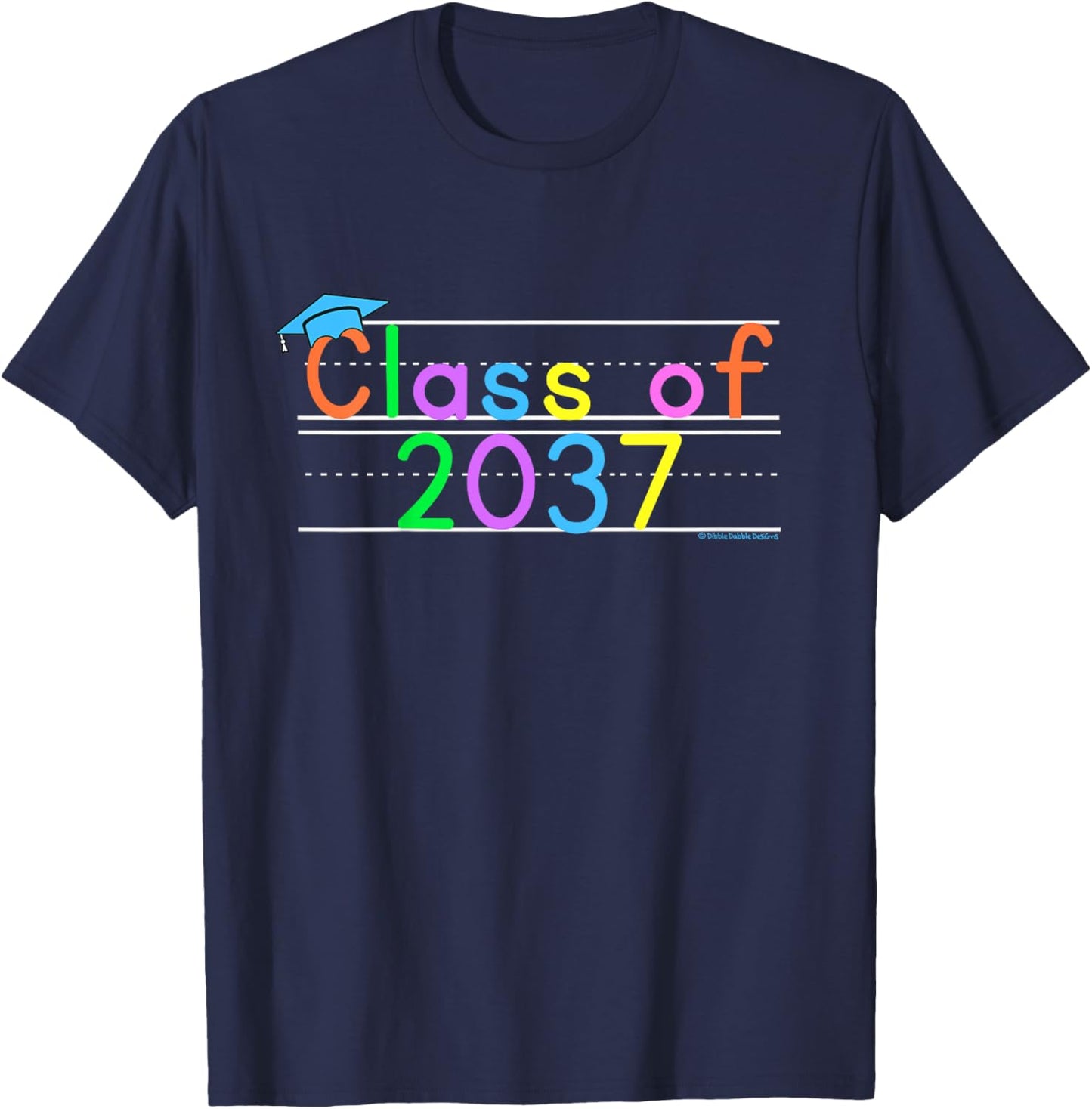 Kids Class of 2037 Boys Girls Funny First Day of Kindergarten T-Shirt - T-Shirt | Navy