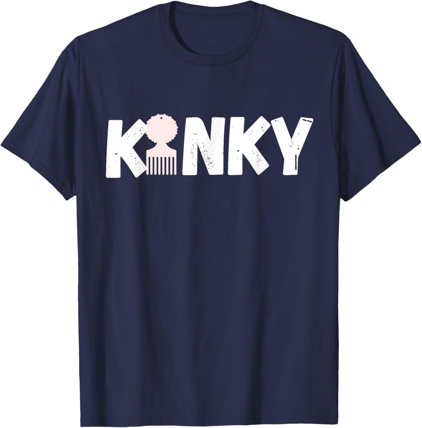 Vintage Distressed Dope Kinky Afro T-Shirt - T-Shirt | Navy