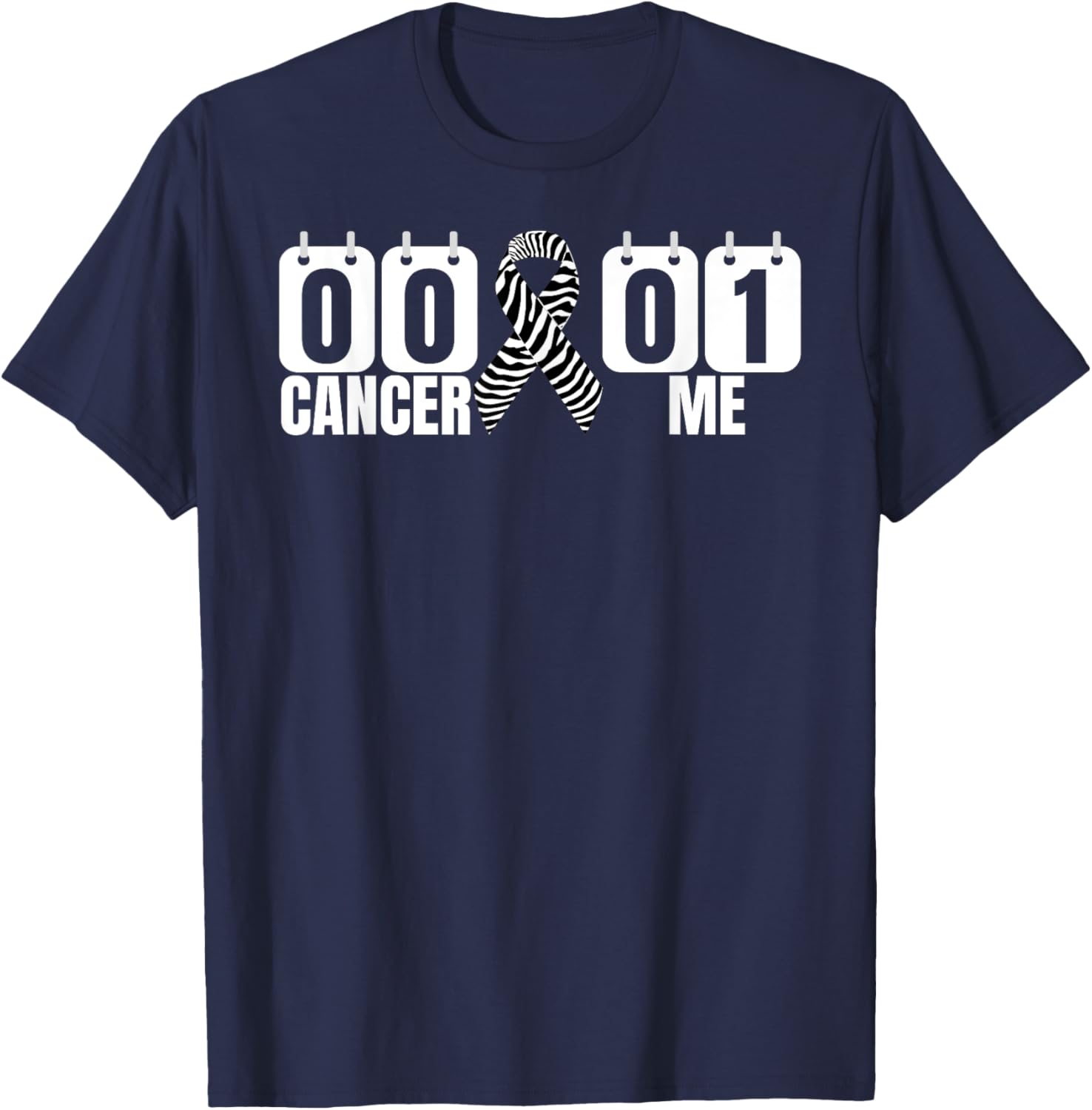 Carcinoid Cancer Awareness Zebra Stripe Ribbon For Survivors T-Shirt - T-Shirt | Navy
