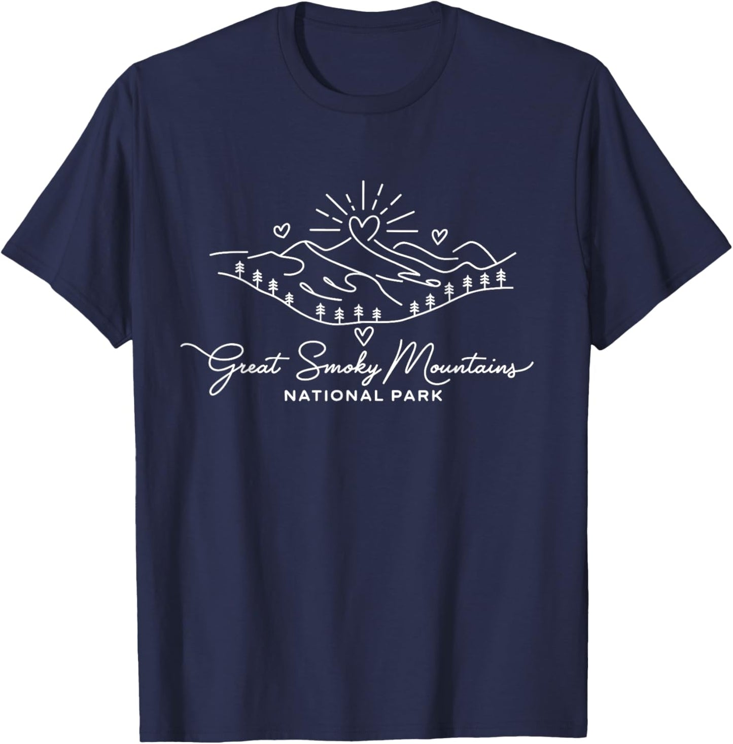 Great Smoky Mountains Signature Heart Art - US National Park T-Shirt - T-Shirt | Navy