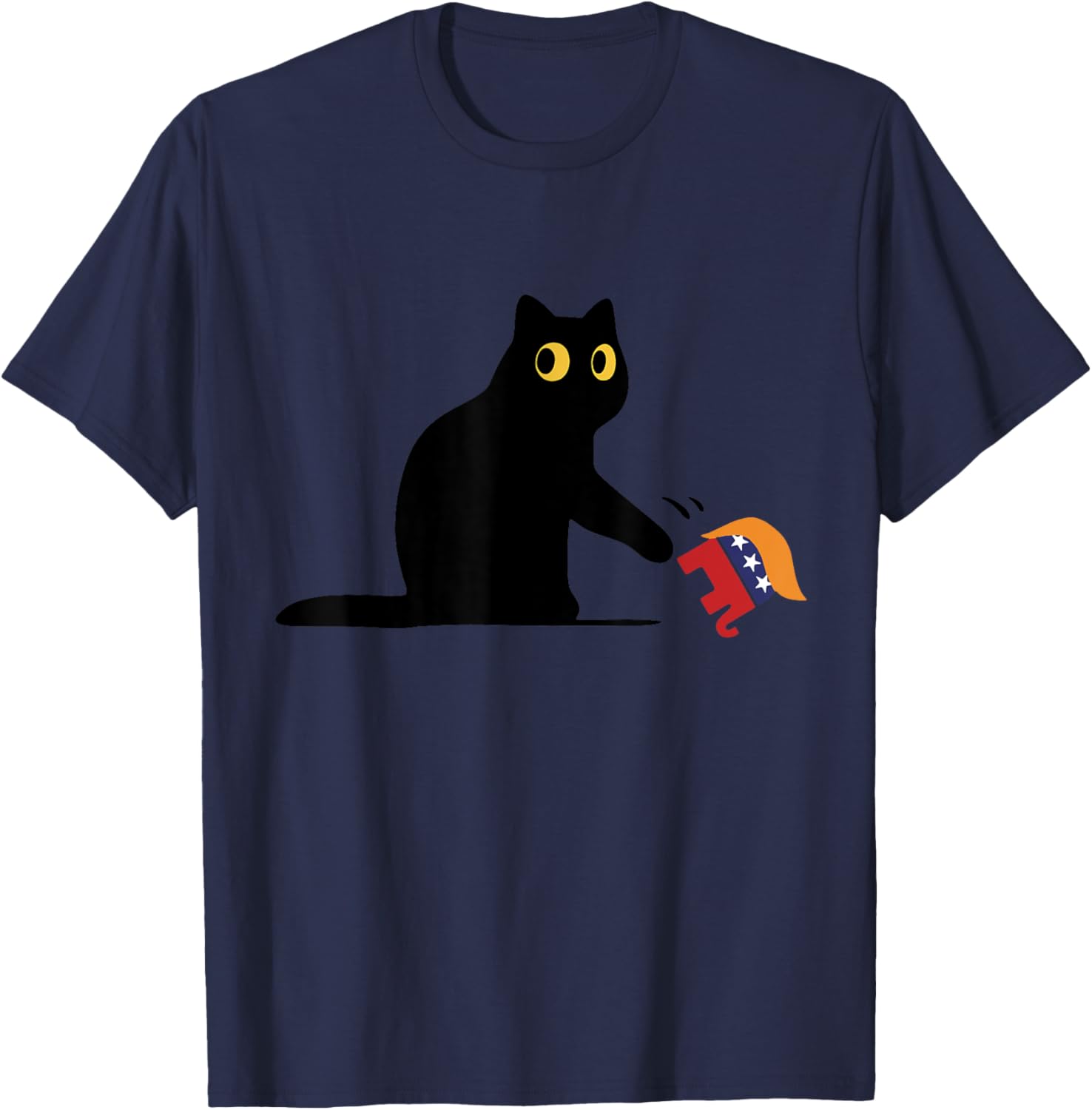 Kamala Harris 2024 Victory Black Cat vs Elephant Trump Women T-Shirt - T-Shirt | Navy