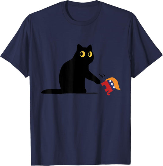 Kamala Harris 2024 Victory Black Cat vs Elephant Trump Women T-Shirt - T-Shirt | Navy