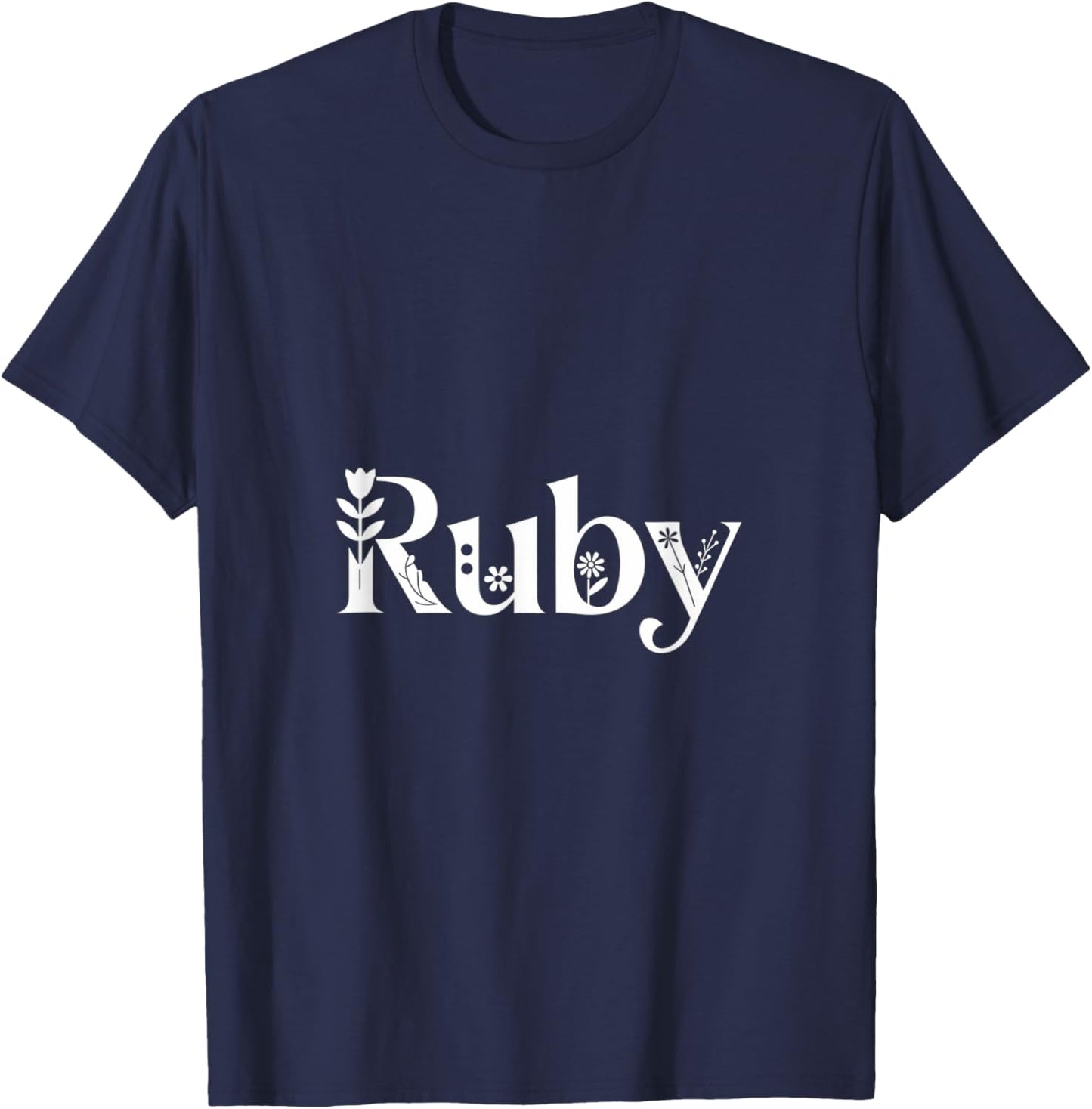 Ruby Name Custom Flower Personalized Botanical Women Girl T-Shirt - T-Shirt | Navy