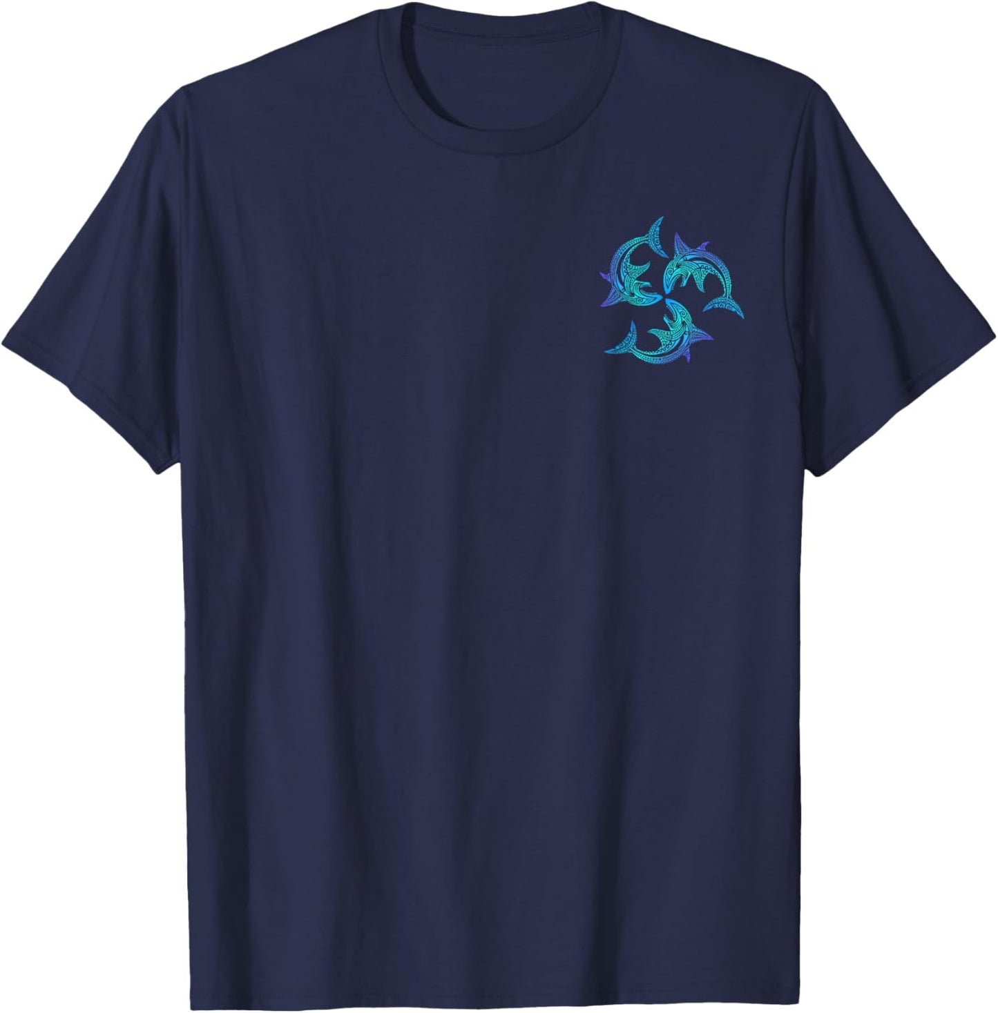 Tribal Hawaiian Maori Sun Sea Shark (2 sided) T-Shirt - T-Shirt | Navy