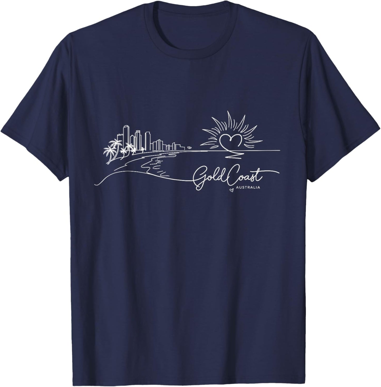Gold Coast Australia Signature Heart Art - Beach Souvenir T-Shirt - T-Shirt | Navy