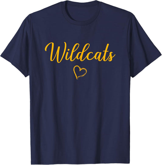 Godley Wildcats Above Small Heart T-Shirt - T-Shirt | Navy