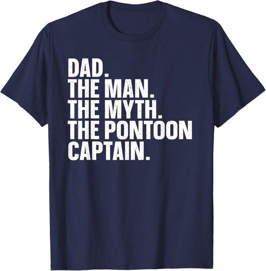 Funny Pontoon Dad Art Boating Pontoon Boat Captain T-Shirt - T-Shirt | Navy